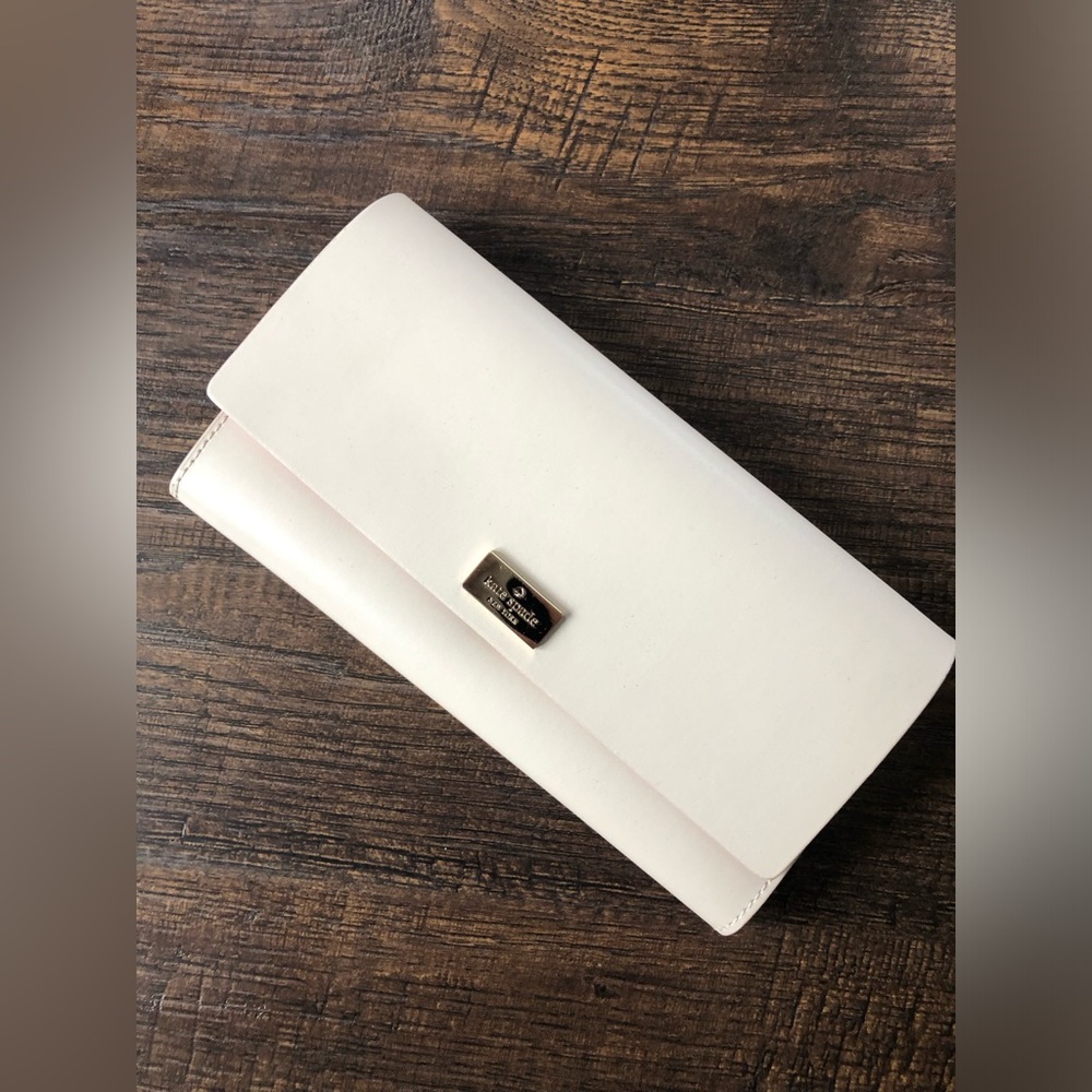 Kate Spade New York Cream with Hot Pink Coral Interior Leather Wallet